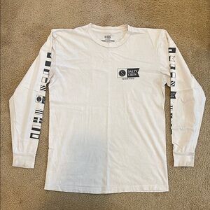 Salty Crew White Long Sleeve Tee with Graphic Sleeves